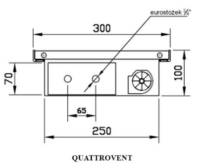 Przekrój grzejnika QUATTROVENT 100x300.