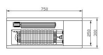 Wymiary grzejnika TRIOVENT 80x300x750.