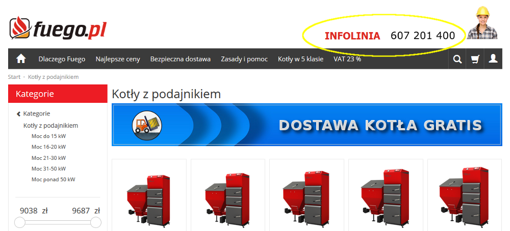 Infolinia sklepu z kotłami